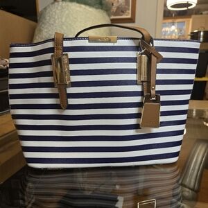 ALDO Navy and White Striped Tote Bag